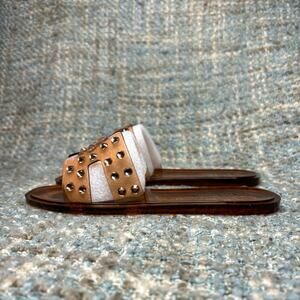 Chinese Laundry Charli Rhinestone Jelly Slide Sandals in Tan Vinyl/Stone 6 M